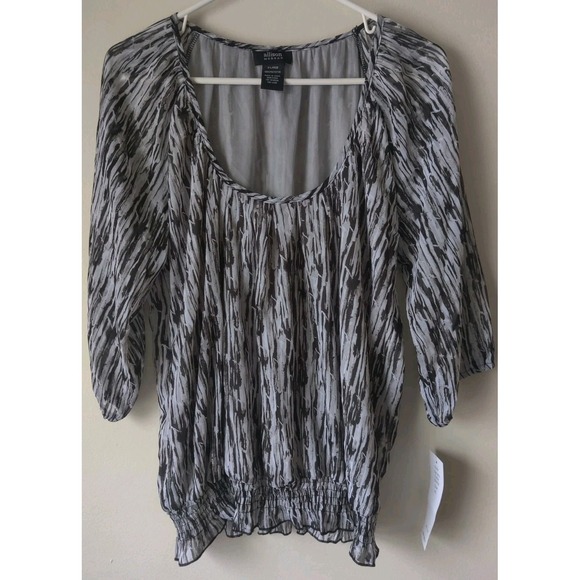 Allison Morgan Tops - Allison Morgan Women's‎ XL Blouson-style Top Elastic 3/4 Sleeve Black/White NWT